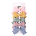 Lot de 5 barrettes à cheveux à pois pour filles en rose, jaune, menthe et bleu ciel - Style Coton Lin à Pois (11)