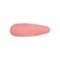 Pink fabric drop-shaped hair clip with scalloped edges and embroidered floral texture - Pink Fabric Embroidery Style (23)