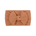 Bandeau élastique pour bébé avec grand nœud en tricot torsadé couleur cannelle - Orange Marron (33)