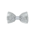 Détail d'un élégant nœud en dentelle brodée avec des motifs floraux et une texture fine - Gris Clair (22)