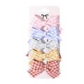 Set van 5 haarspeldjes met ruitjesstrikken voor kinderen in diverse kleuren op kaart - Met de Hand Genaaide Gingham Stijl
