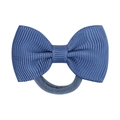 Cute blue ribbon bow hair tie with elastic band for girls' ponytail hairstyles - Blue (36)