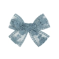 Handmade light blue lace bow hair clip with floral embroidery for little girls - Haze Blue