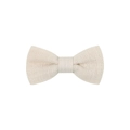 Detail shot of beige linen fabric texture on a handmade toddler bow hair clip - Beige (21)