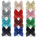 Détail de 12 nœuds à cheveux à paillettes en plusieurs couleurs avec numéros de référence - Style Mixte 12 Couleurs