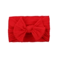 Bandeau élastique pour bébé avec grand nœud rouge et texture en maille jacquard - Rouge Vif (38)