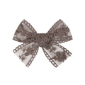Deep coffee lace bow hair clip with intricate floral embroidery for children - Dark Brown