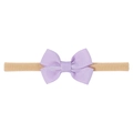 Elastic baby headband with a lavender grosgrain ribbon bow for infants and toddlers - Lavender