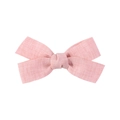 Pinza para el pelo con lazo de tela rosa para niñas hecha de lino natural con textura - Rosa