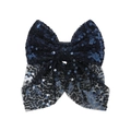 Détail d'une pince à cheveux avec nœud en maille à paillettes bleu foncé brillant - Bleu Marine (1)