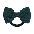 Dark green 1.7-inch grosgrain ribbon bow with matching elastic nylon hair tie - Dark Green (39)