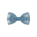 Barrette à cheveux avec nœud en dentelle bleu clair broderie florale et ruban gros-grain - Bleu Ciel (36)