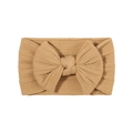 Bandeau bébé kaki doux en maille côtelée avec un grand nœud décoratif élégant - Khaki (6)