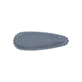 Floral embroidery BB hair clip for girls in dusty blue linen fabric with scalloped edges - Haze Blue Cotton Linen Style (7)