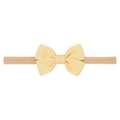 Elastic baby headband with a handmade light yellow grosgrain ribbon bow - Light Yellow