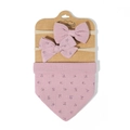 Pink floral baby headband and bib set featuring cute bow details on a kraft display card - Light Pink Floral Set (10)