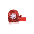 Fermaglio per capelli a guanto con paillettes rosse e fiocco di neve per Natale - Muffole di Natale
