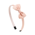 Detail of pink ribbed fabric bow on kids headband with non-slip soft black ends - Pink Style(8)