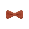 Burnt orange linen texture hair bow clip for girls with rustic cotton fabric finish - Burnt Orange (29)