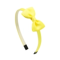 Close-up of bright yellow grosgrain ribbon bow headband with protective black tips - Bright Yellow Style (10)