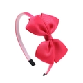Dunkelrosa Haarreif für Kinder mit doppelter Ripsbandschleife und Schutzenden - Fuchsia