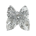 Detail of silver sequin bow hair clip with mesh fabric and sparkling metallic texture - Silver (22)