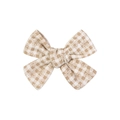Fermaglio per capelli fatto a mano a quadretti marroni con margherite per bambine - Stile Stampa Margherita Quadri Marrone Bianco (4)
