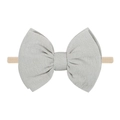 Grey linen bow baby headband with high-elasticity nude nylon band for infants - Gray