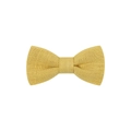 Handmade 2 inch yellow linen hair bow clip for girls featuring cross weave fabric texture - Yellow (32)