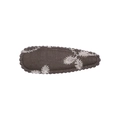 Pastel dark taupe fabric flower hair clip with white daisy embroidery and scalloped edges - Dark Taupe Daisy Embroidery Style (17)
