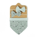 Infant headbands and bib set in sage green featuring floral prints and solid designs - Bean Green Small Floral Style (12)