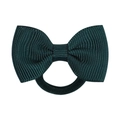Dark green 1.7-inch grosgrain ribbon bow on nylon elastic band for toddler girls - Dark Green (593)