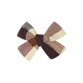 Handmade plaid bow hair clip for children featuring brown and beige checkered fabric patterns - Brown Coffee Cream Gingham