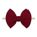 Burgundy bow baby headband with soft elastic nylon band for newborn girls and infants - Burgundy