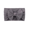 Bandeau élastique large en maille jacquard pour bébé avec grand nœud gris foncé tressé - Gris Foncé (45)