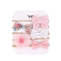 Set di 5 fasce elastiche per neonati con fiocchi rosa, fiori e pizzo per neonati - Serie Rosa