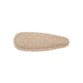 Detail of embroidered teardrop hair clip featuring linen texture and cross-stitch pattern - Light Coffee Linen Embroidery Style (28)