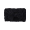 Bandeau bébé large noir élastique avec grand nœud tricoté et texture côtelée douce - Noir (34)