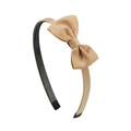 Kids ribbed ribbon headband with beige double layer bow and anti-slip teeth design - Light Khaki Style(16)