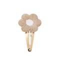 Détail d'une barrette à fleurs au crochet faite main avec clip métallique doré robuste - Floral Kaki (3)