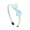 Light blue handmade bow headband for girls featuring soft ribbed fabric on a white base - Light Blue Style (17)