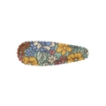 Detailed view of floral fabric BB hair clip with colorful embroidery and wavy edges - Colorful Floral Pattern Style (51)