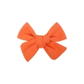 Handmade bright orange fabric bow hair clip with textured weave for children - Orange Solid Color