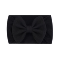 Détail du bandeau bébé en nylon noir avec un grand nœud décoratif à texture côtelée - Noir (4)