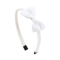 Handmade white ruffled bow headband for girls featuring soft ribbed fabric texture - White Style (18)