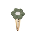 Handcrafted crochet flower hair clip for girls in dark green and white petals - Dark Green (6)