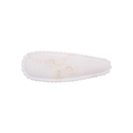 Cream floral embroidery fabric BB hair clip with decorative wavy edges and drop shape - Milk White Forest Embroidery Style (35)