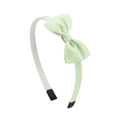 Mint green bow headband for girls featuring a textured ribbed fabric and soft black tips - Light Green Style(19)