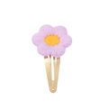 Barrette fleur crochetée violette avec centre jaune et clip BB doré pour filles - Floral Violet (7)