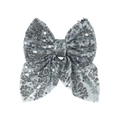 Barrette à cheveux avec grand nœud argenté pailleté pour bébés et petites filles - Argent Clair (23)